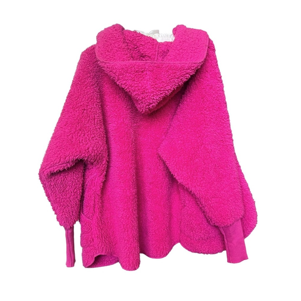 Nordic Beach hot pink fluffy hooded jacket